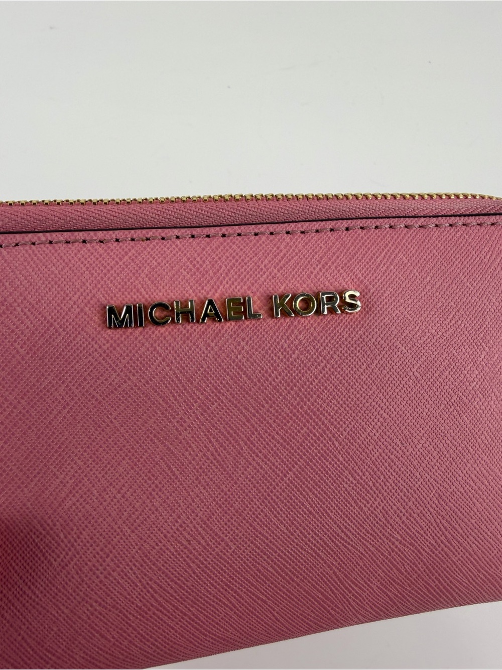 Michael Kors Jet Set Travel Large Zip Wristlet Wallet Pink Saffiano Leather - Picture 7 of 9
